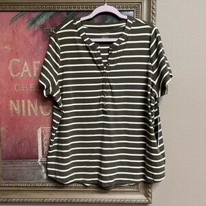 Calvin Klein Striped Olive Green Women's Top